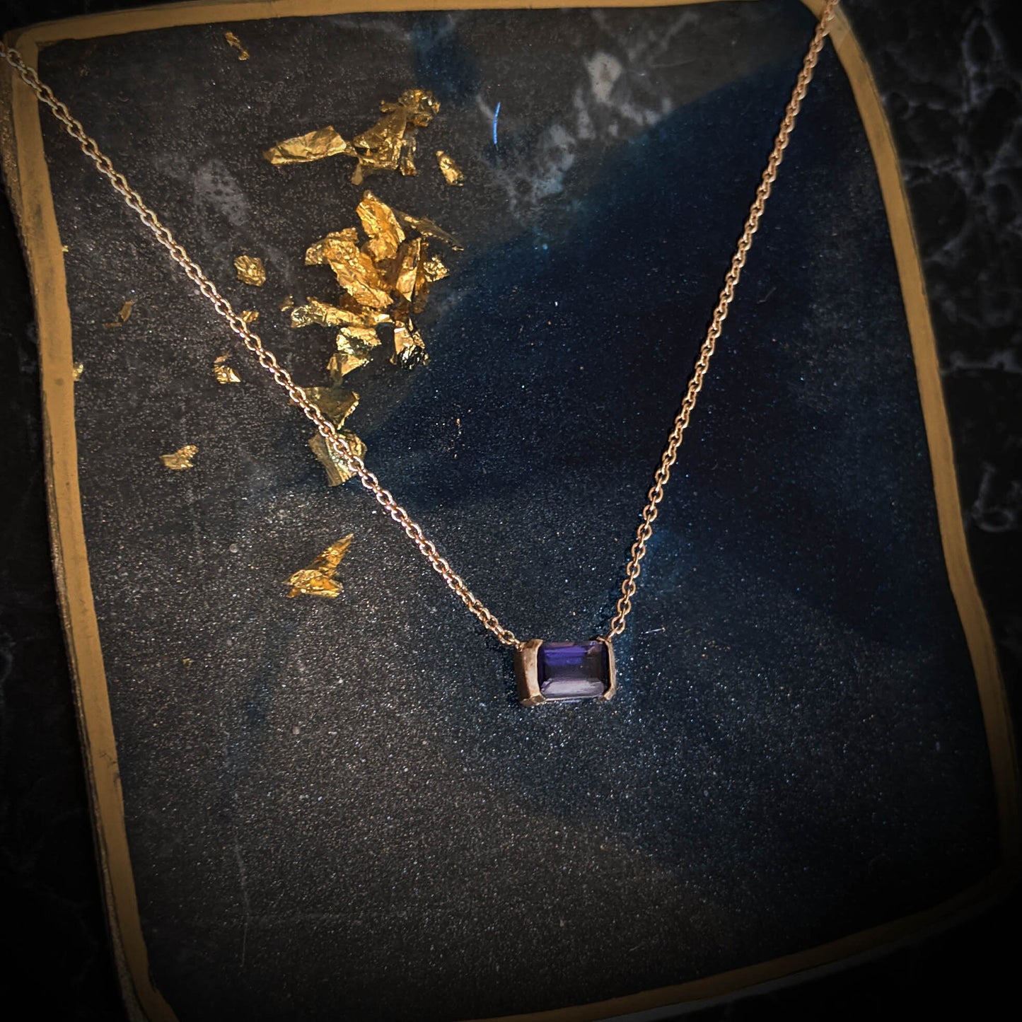 Iolite 14k Bar Necklace