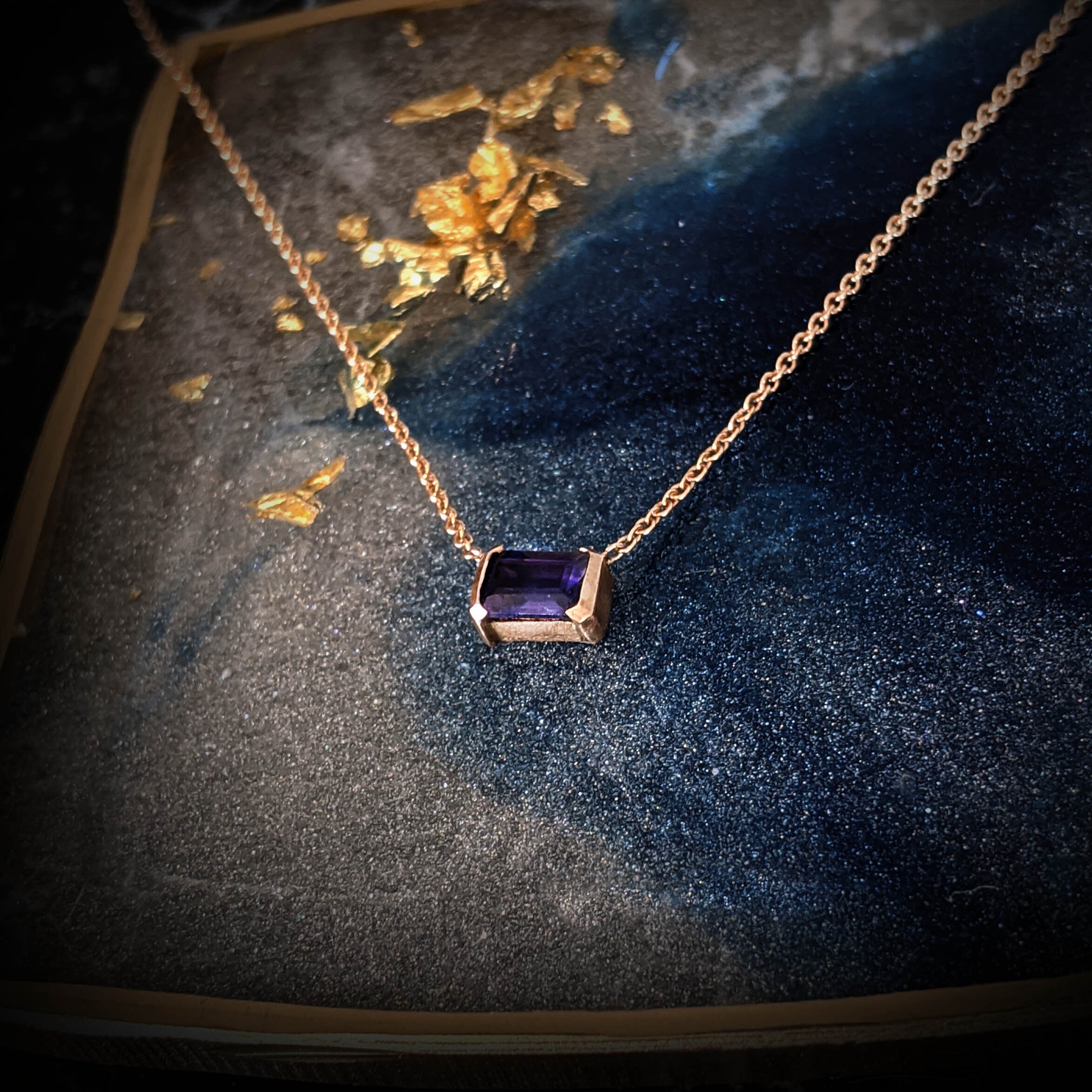 Iolite 14k Bar Necklace