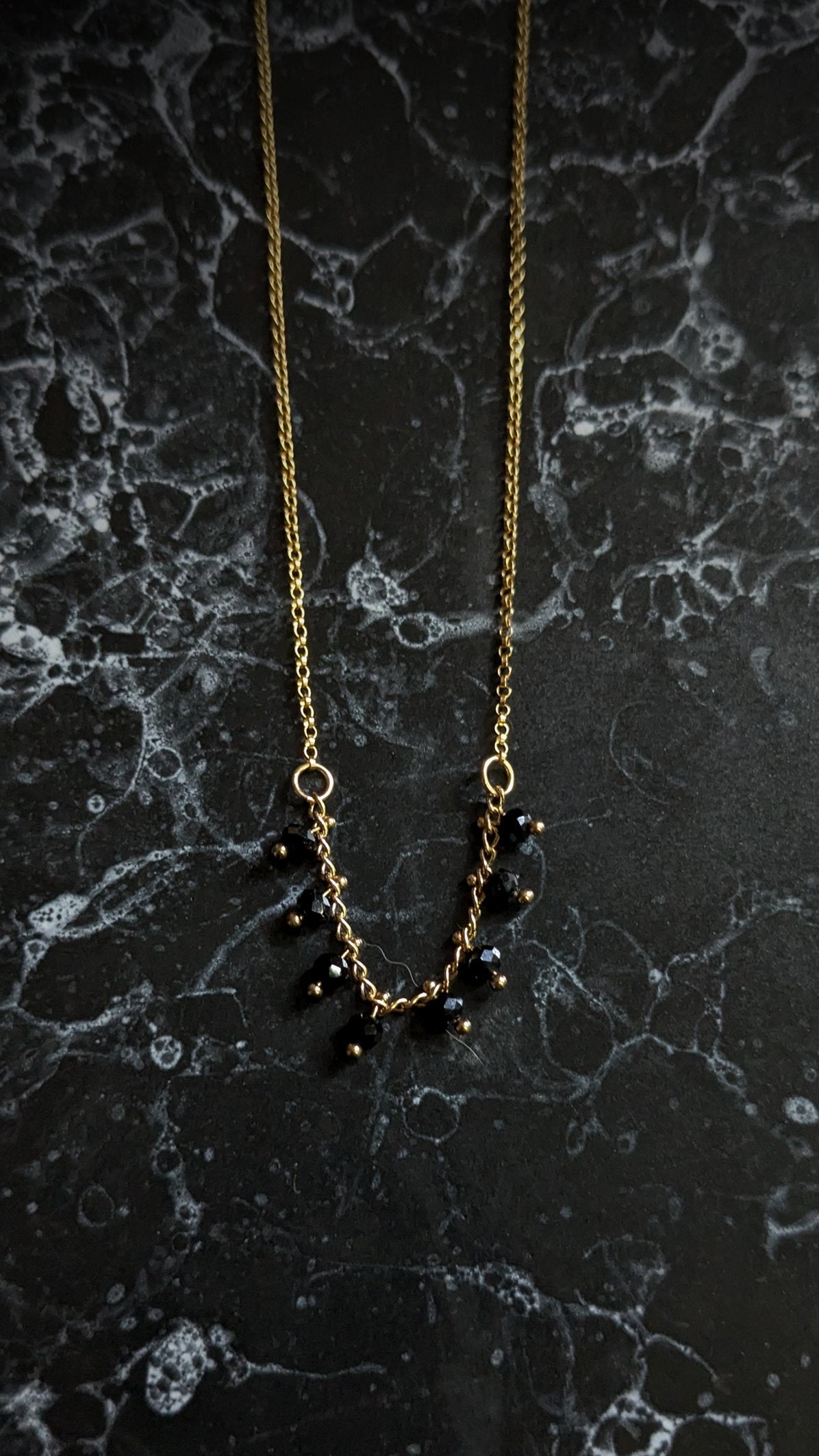 Beaded Black Crystal Chain