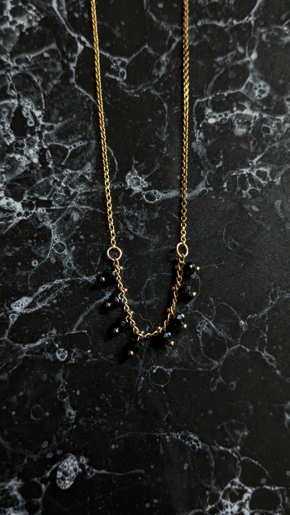 Beaded Black Crystal Chain