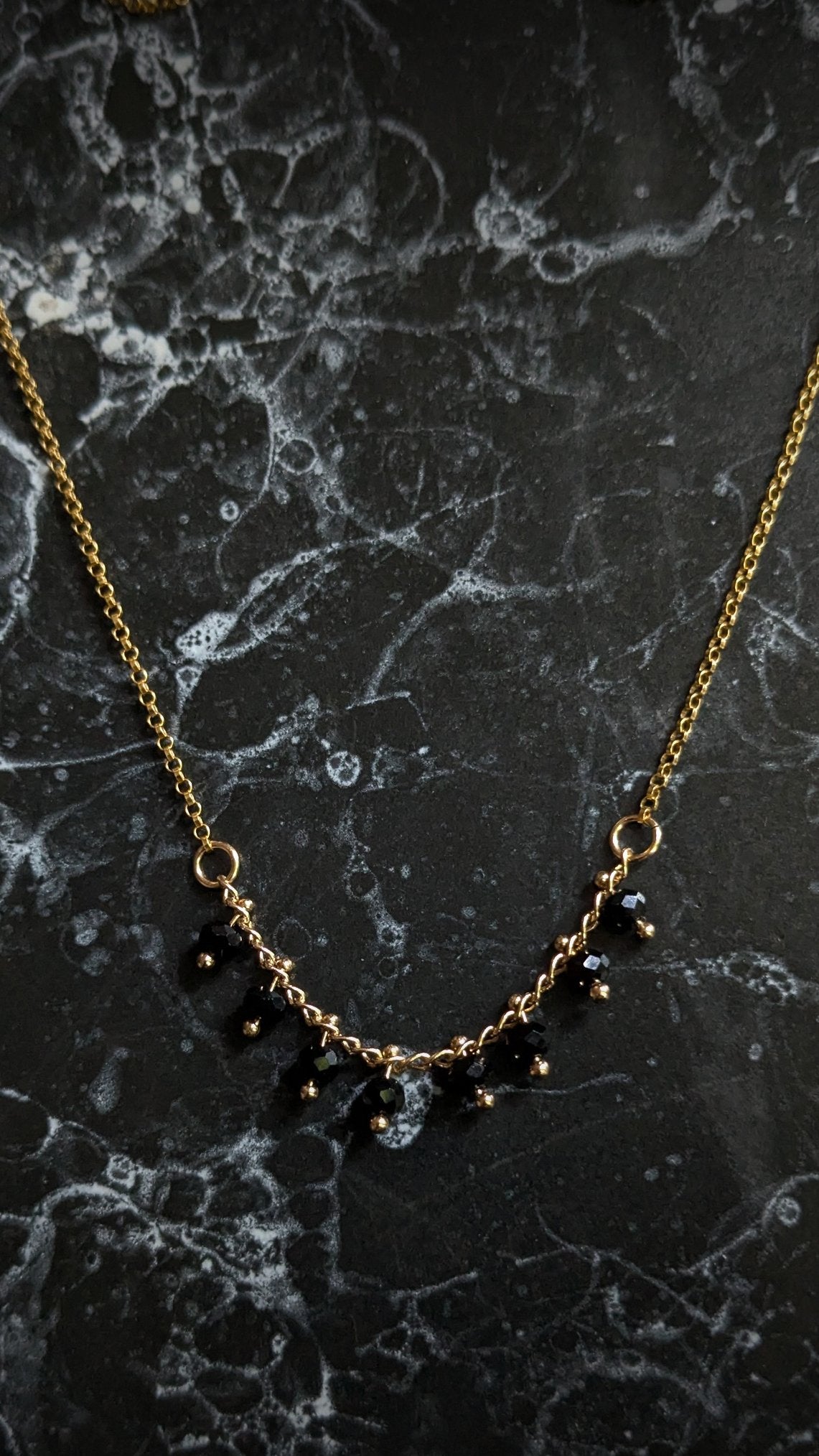 Beaded Black Crystal Chain