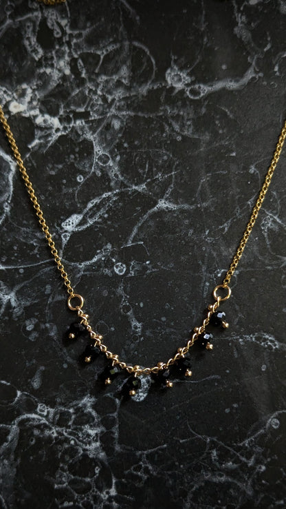 Beaded Black Crystal Chain