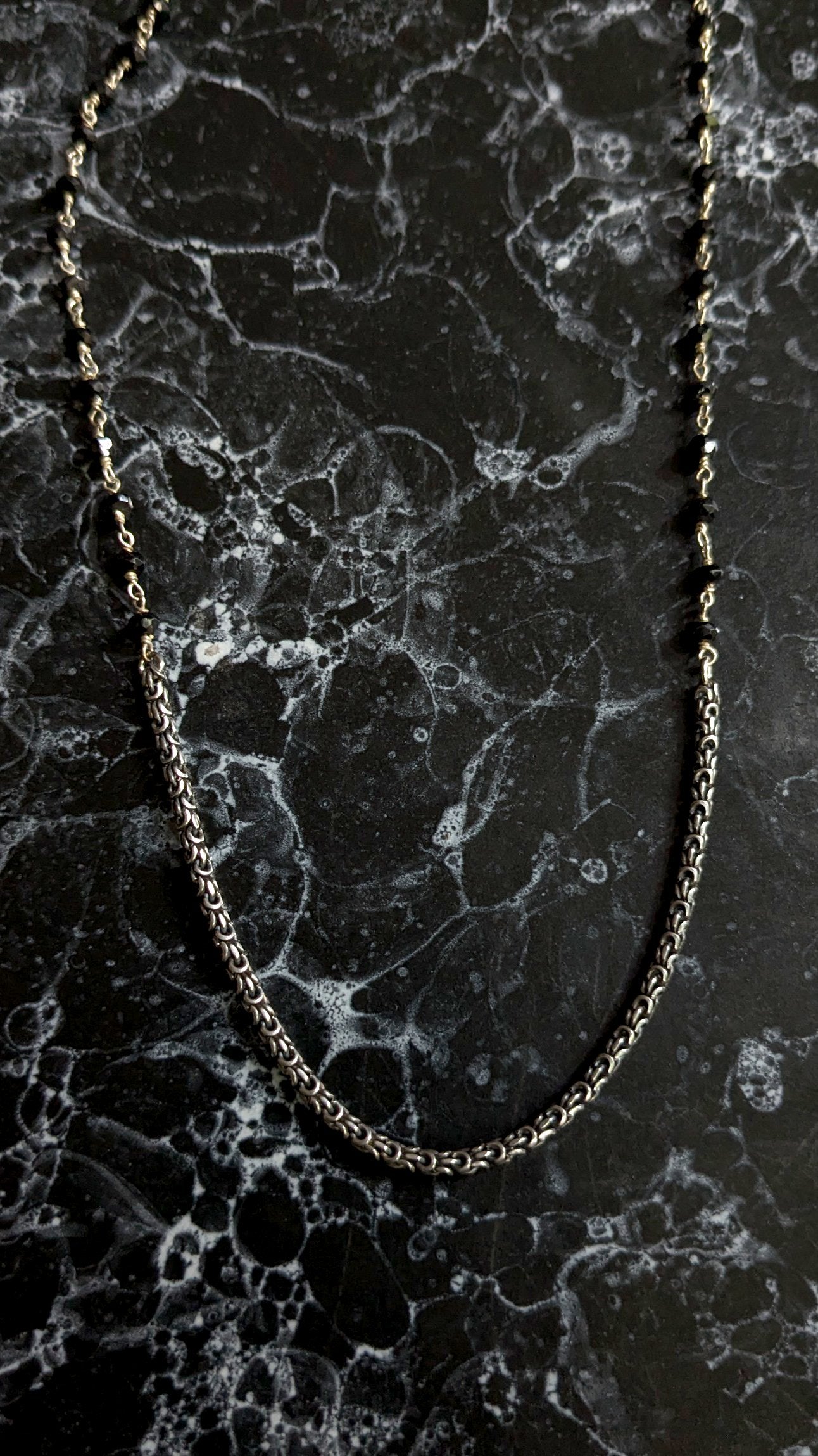 Byzantine + Onyx Silver Chain