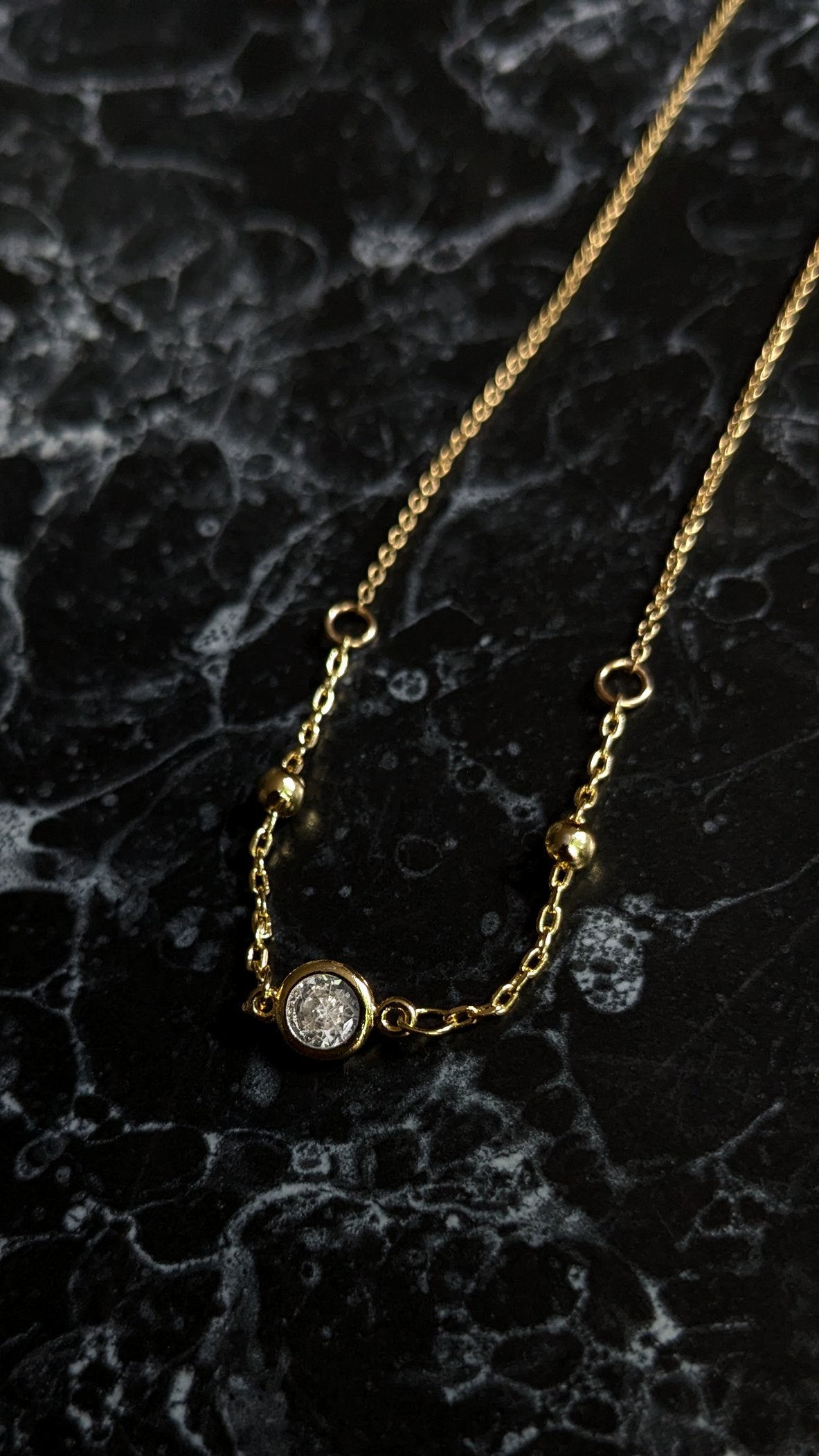 Crystal Center Gold Plated Chain