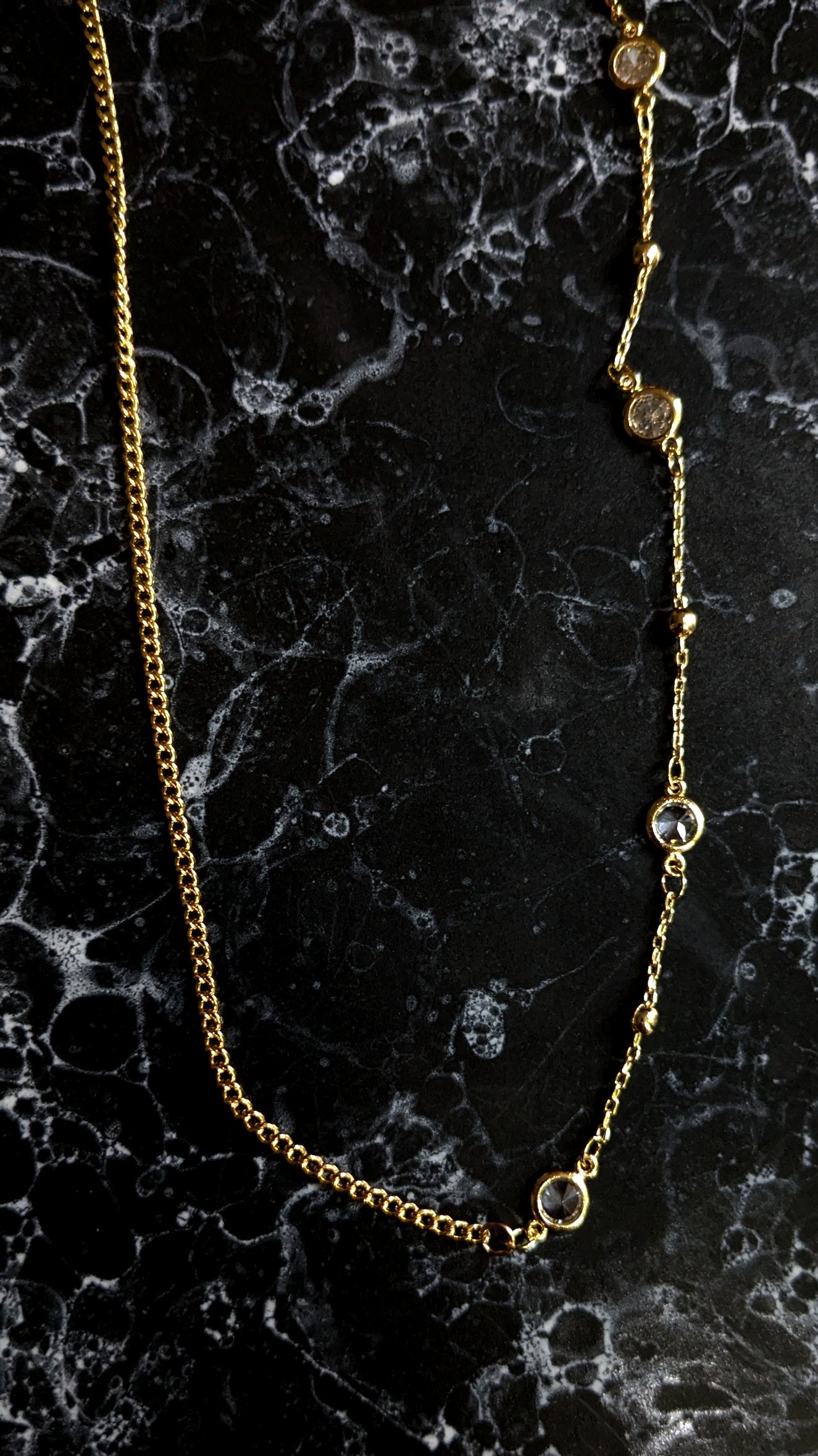Crystal + Curb Gold Plated Chain