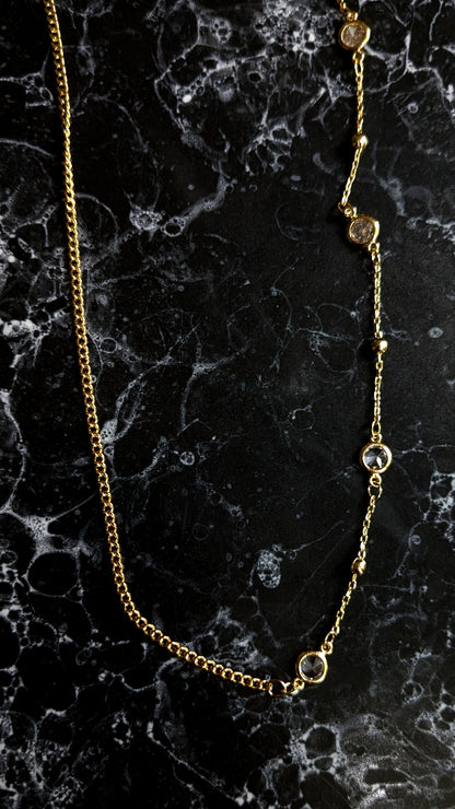 Crystal + Curb Gold Plated Chain