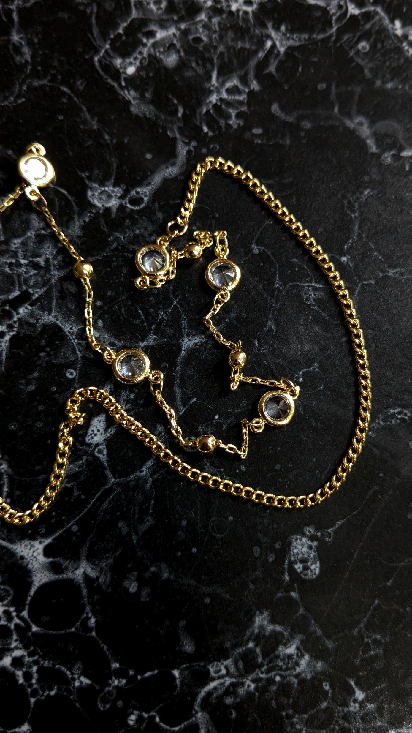 Crystal + Curb Gold Plated Chain