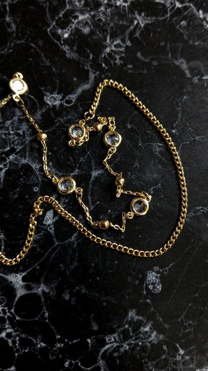 Crystal + Curb Gold Plated Chain
