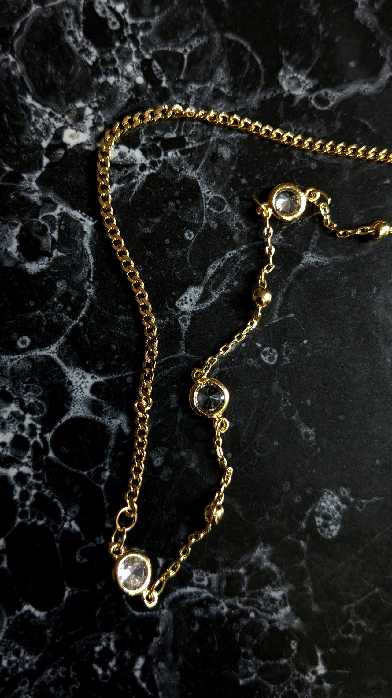 Crystal + Curb Gold Plated Chain