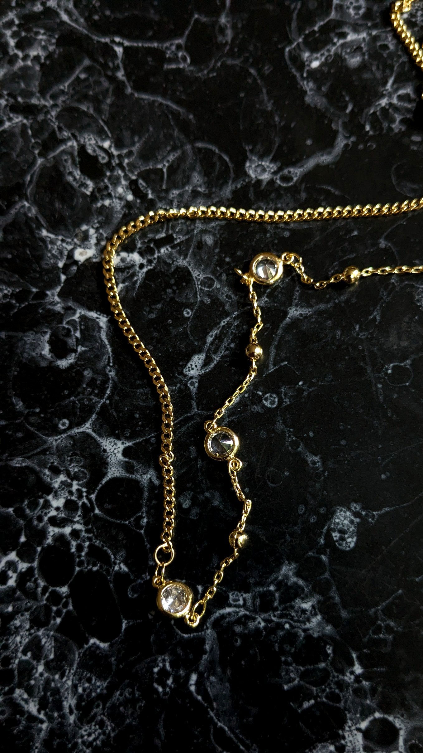 Crystal + Curb Gold Plated Chain