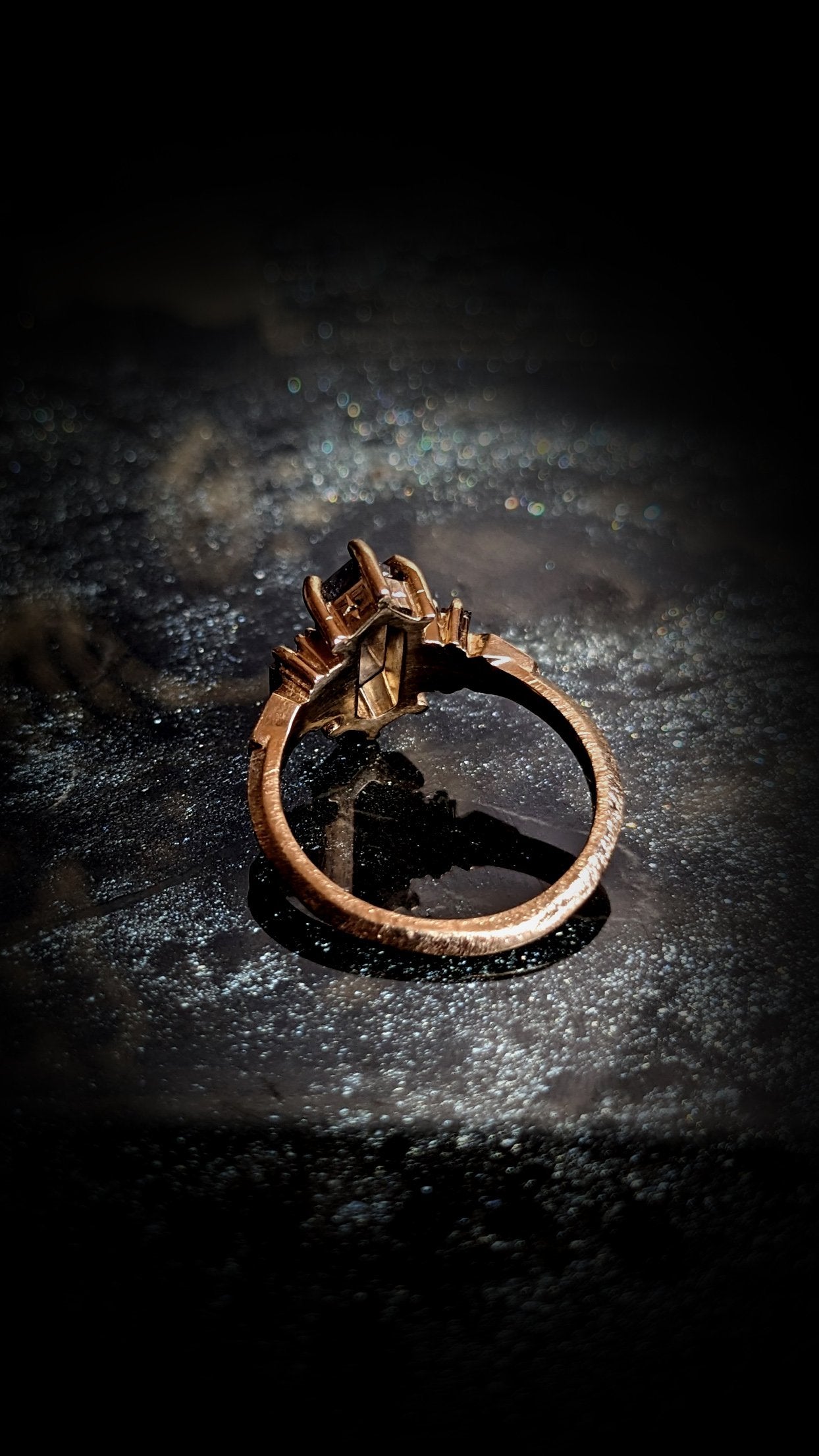 Elora Hexagon Salt & Pepper Deco Ring