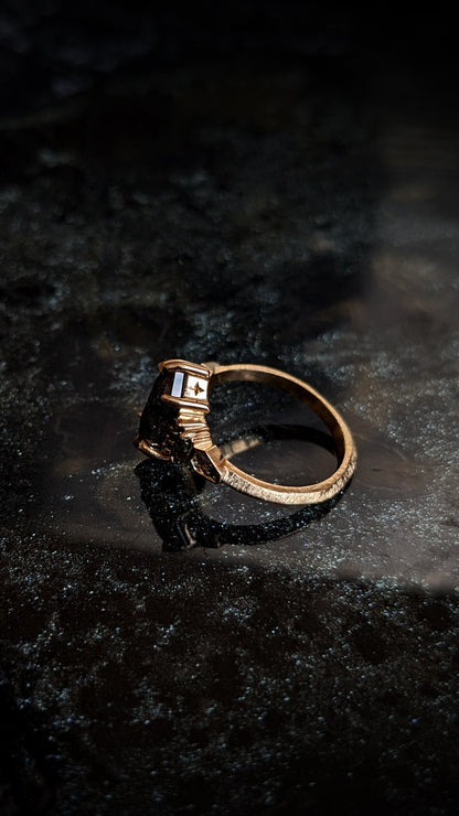 Elora Hexagon Salt & Pepper Deco Ring