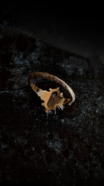 Elora Hexagon Salt & Pepper Deco Ring