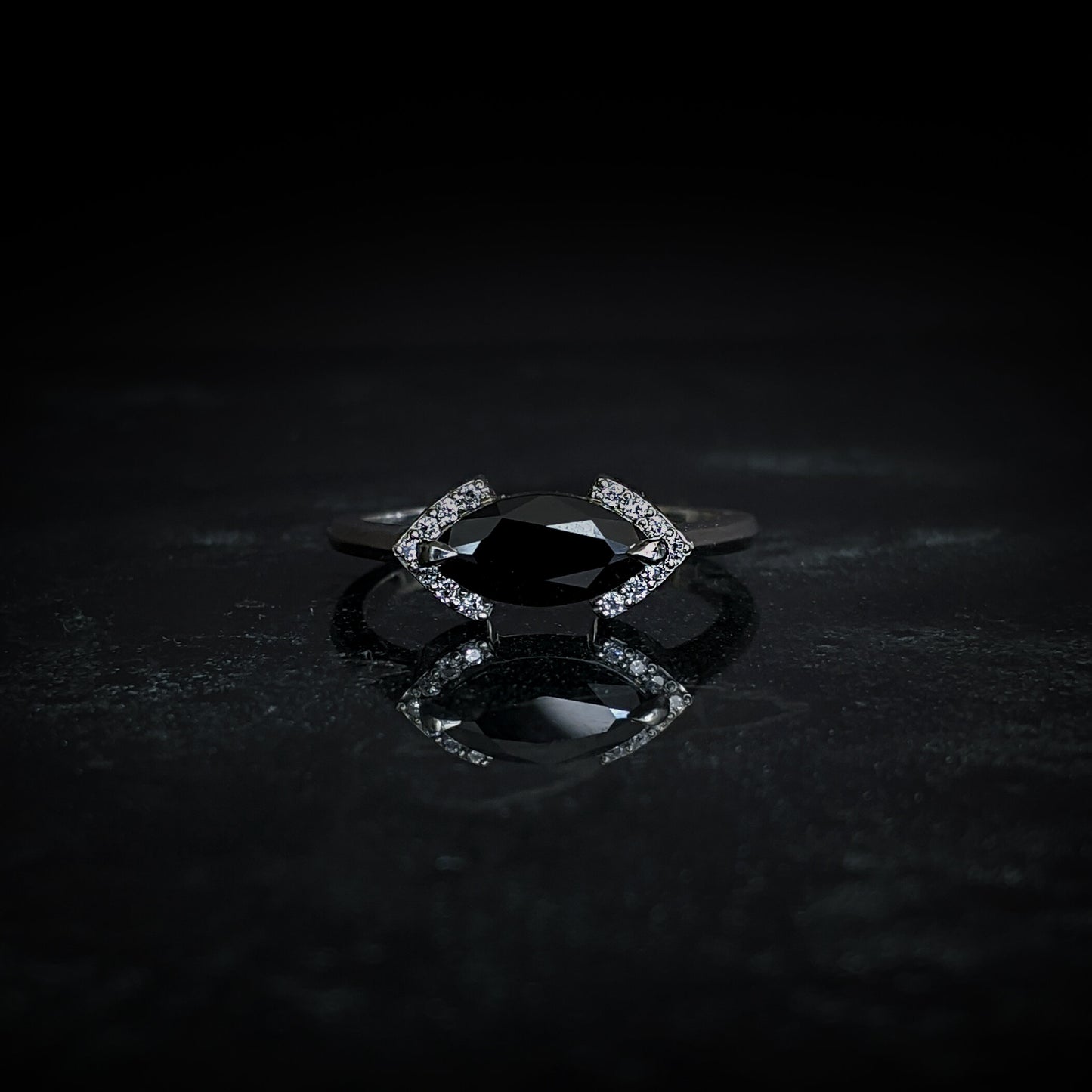 Elys Black Spinel Chevron Halo