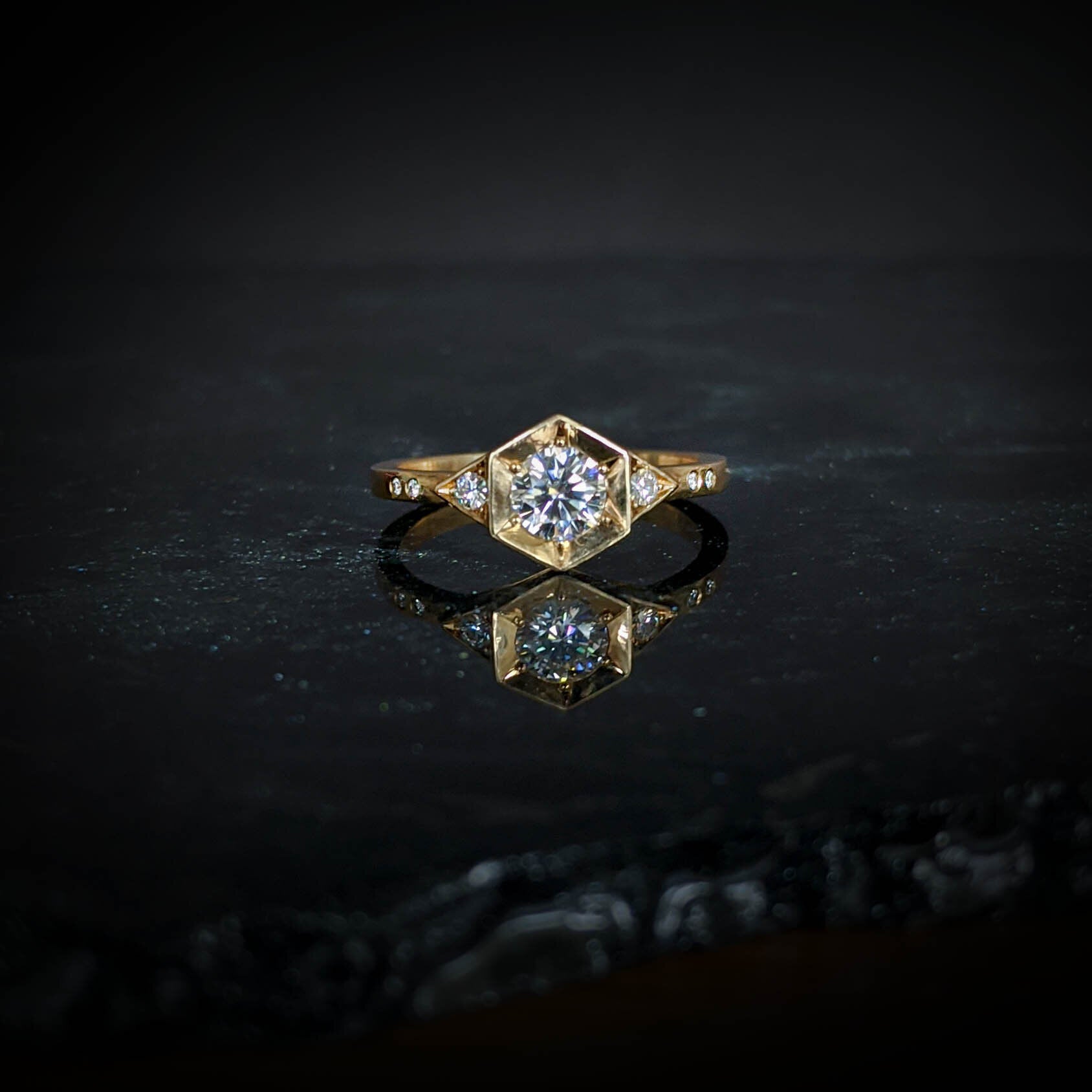 Galadriel Moissanite Hand-Cut Ring