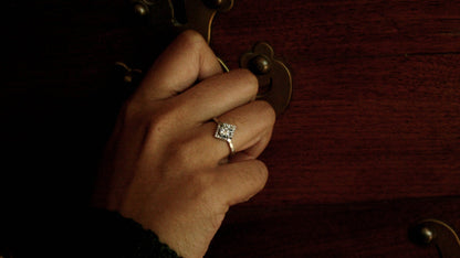 Greyjoy Grey Moissanite Chevron Halo