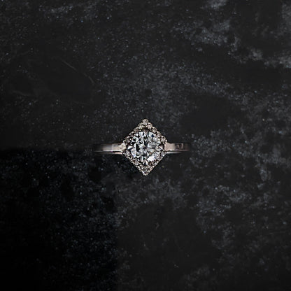 Greyjoy Grey Moissanite Chevron Halo