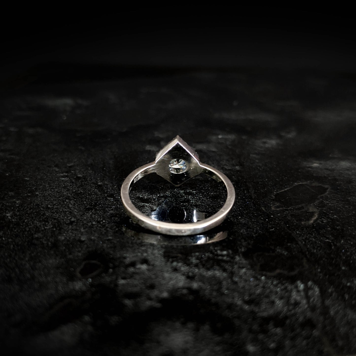 Greyjoy Grey Moissanite Chevron Halo