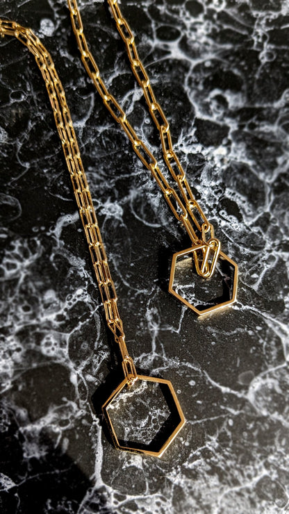 HEX Necklace with Paperclip Chain
