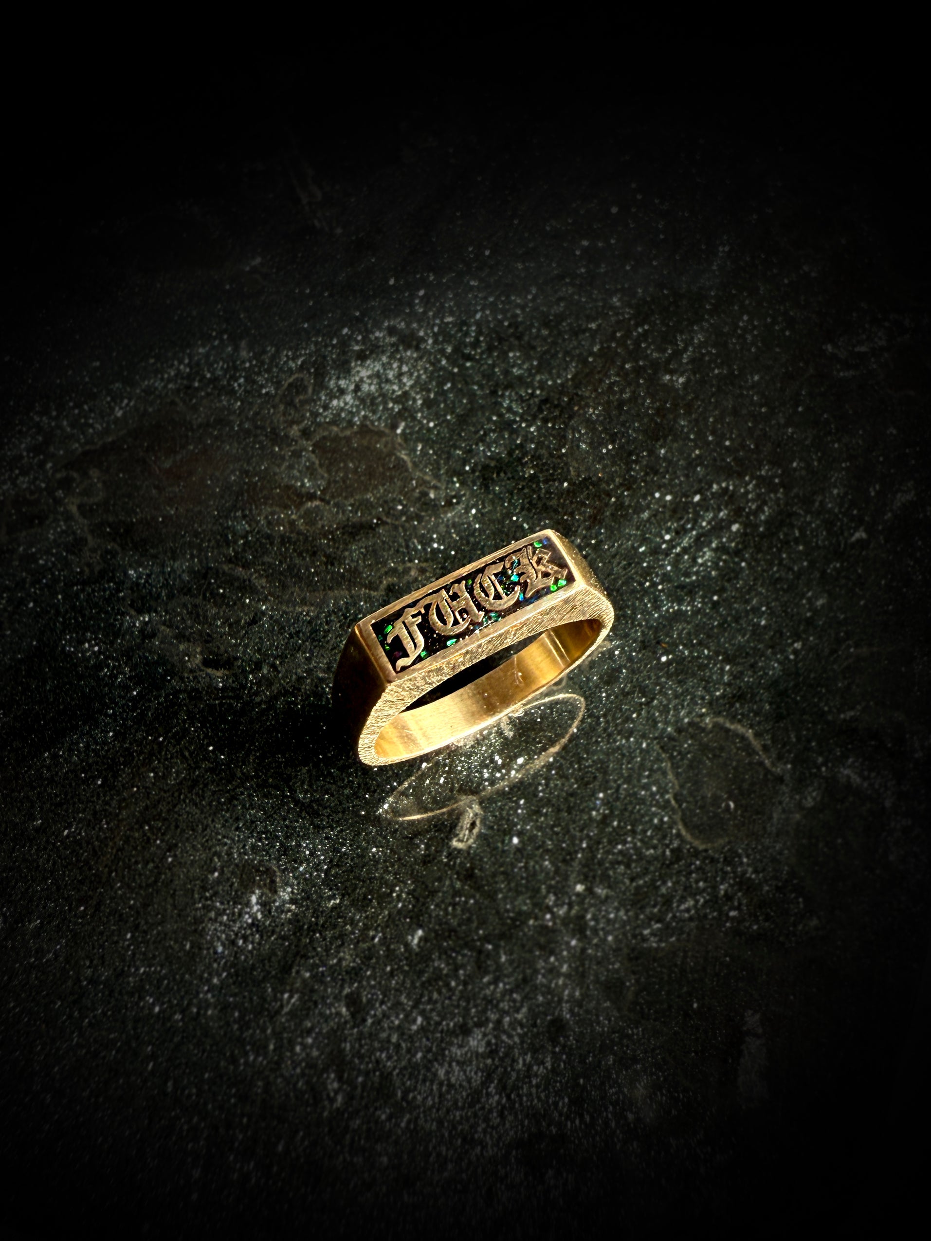 Opal Inlay FUCK Text Signet