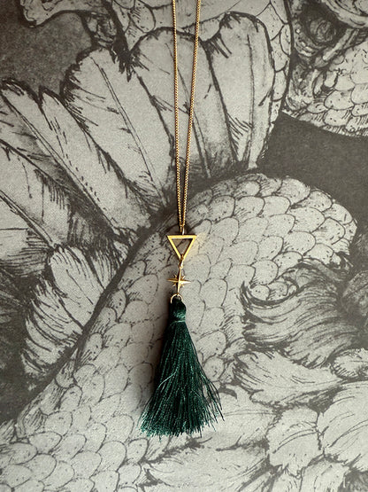 Celeste Green Tassel Necklace