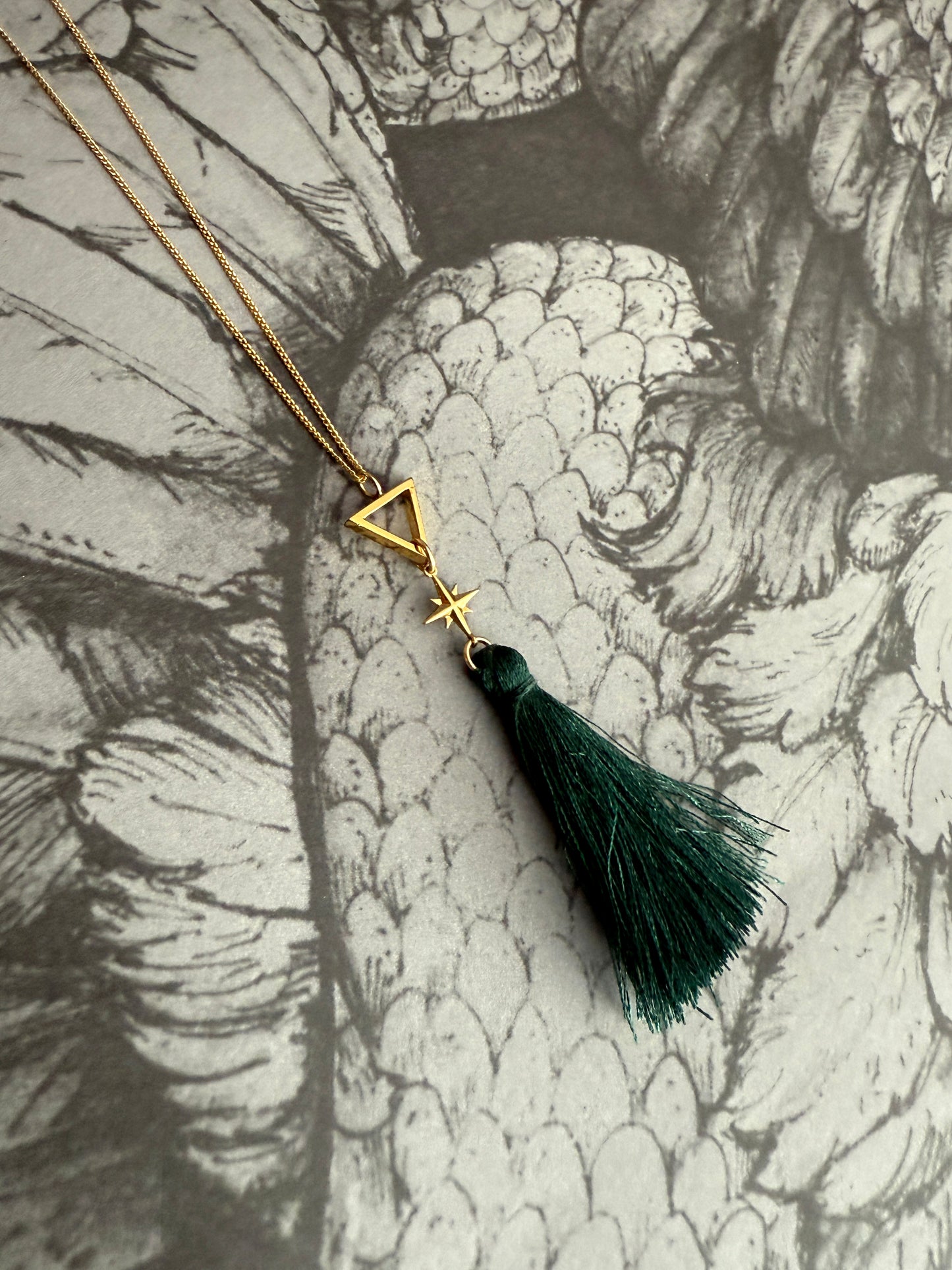 Celeste Green Tassel Necklace