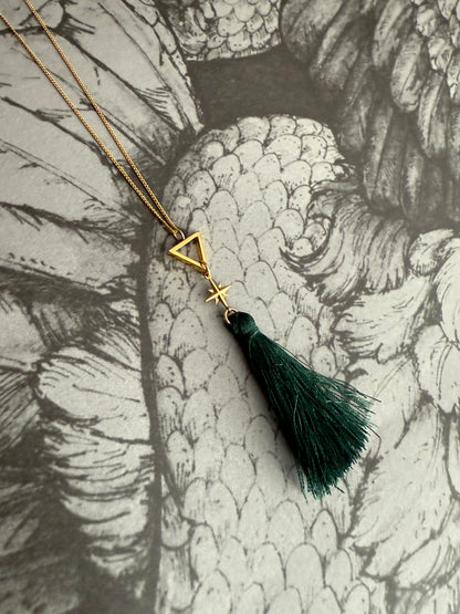 Celeste Green Tassel Necklace