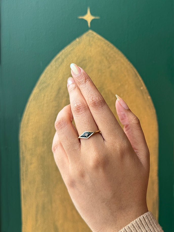 Opal Inlay Polaris Star Flare Signet
