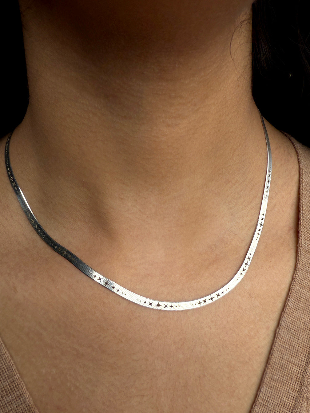 Celestial Starburst Herringbone Chain - Silver