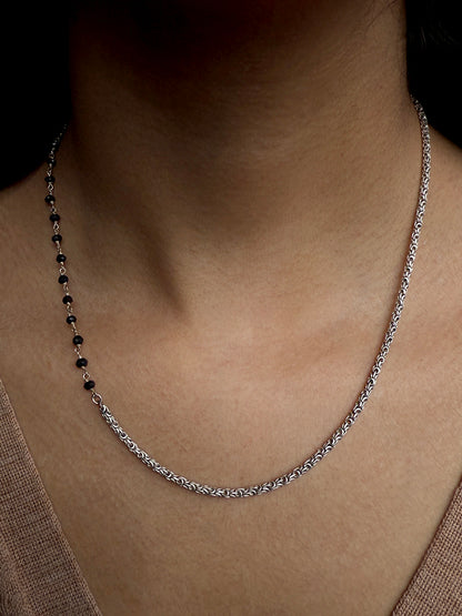 Byzantine + Onyx Silver Chain