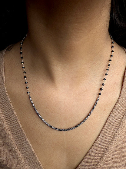 Byzantine + Onyx Silver Chain