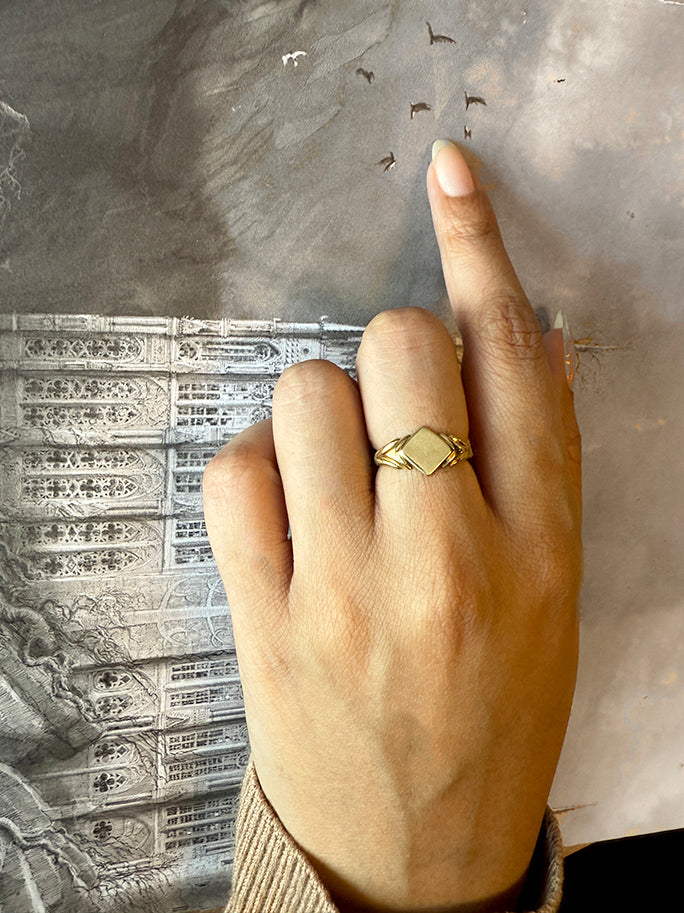 Deco Chevron Signet Ring