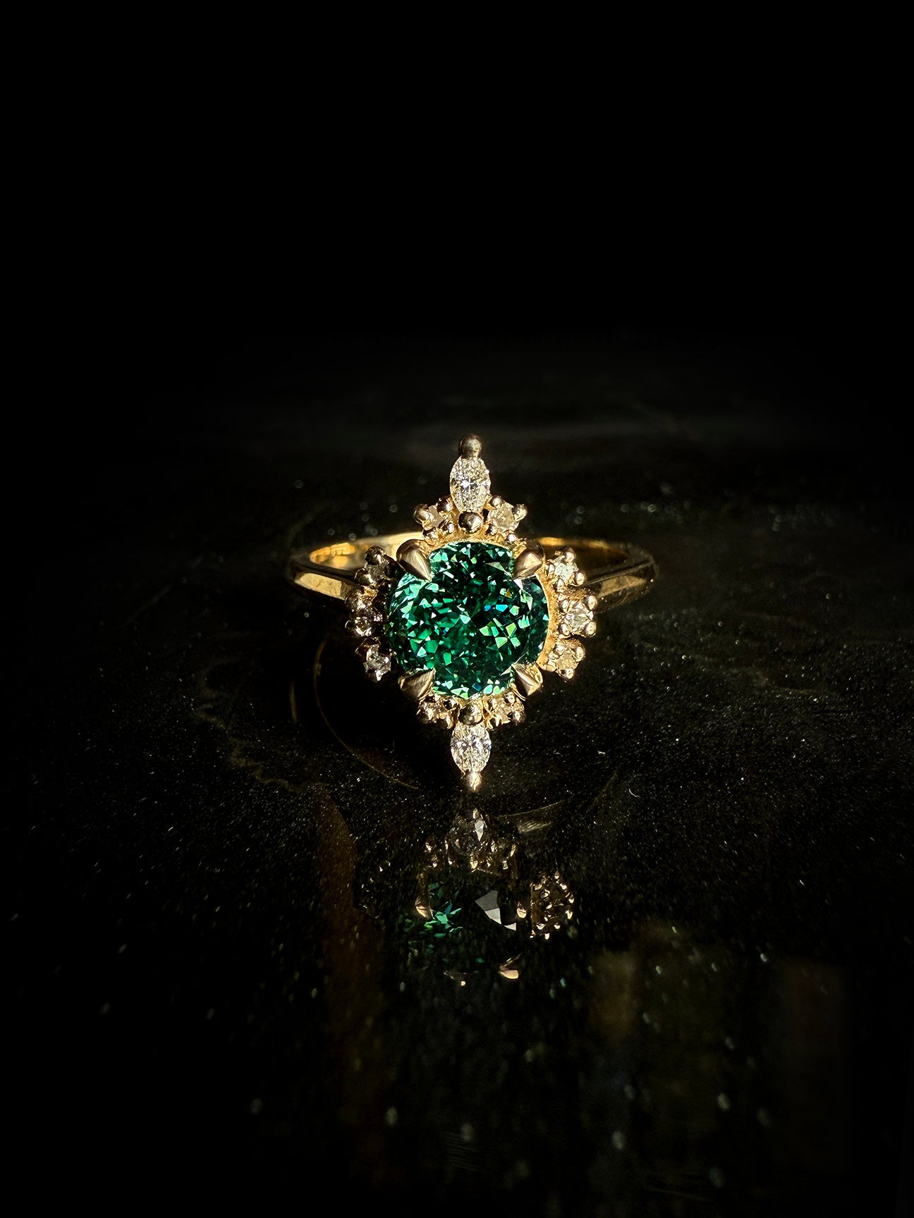 Atlas II Green Moissanite Ring