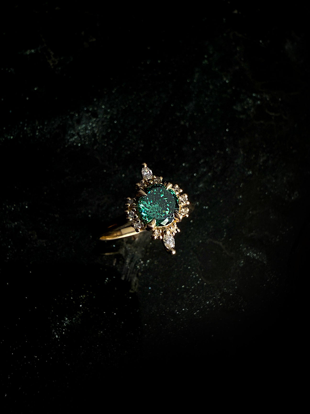 Atlas II Green Moissanite Ring