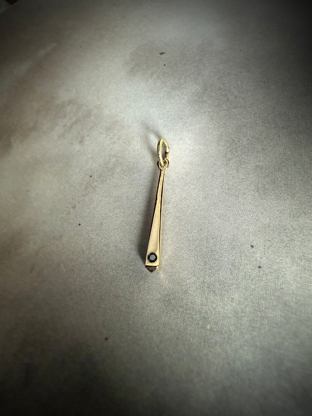 10k Gold Taper Pendant with Black Diamond