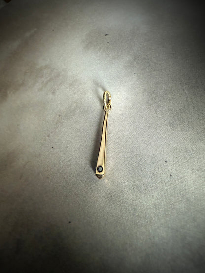 10k Gold Taper Pendant with Black Diamond