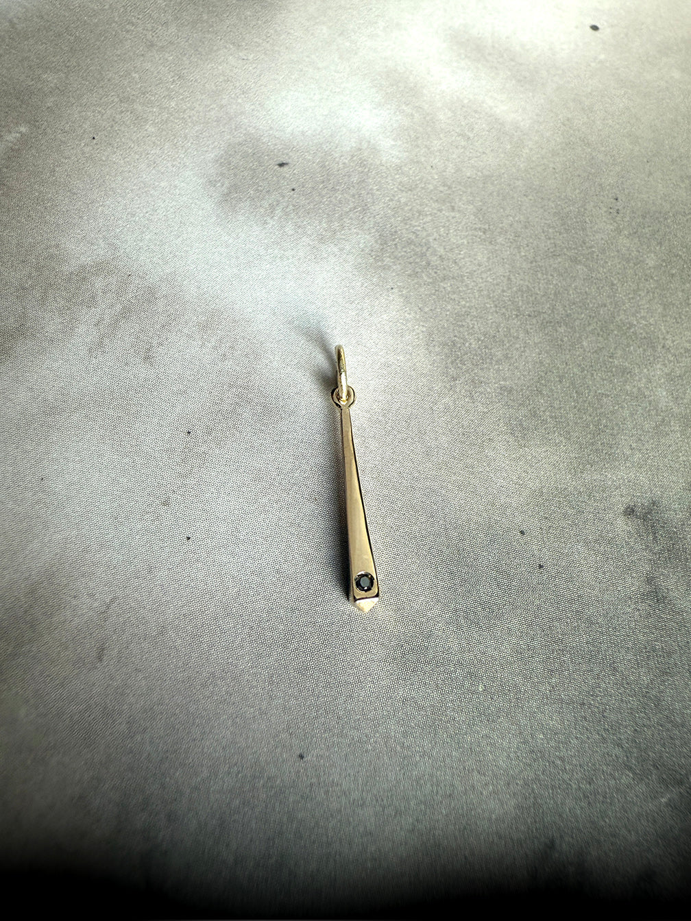 10k Gold Taper Pendant with Black Diamond