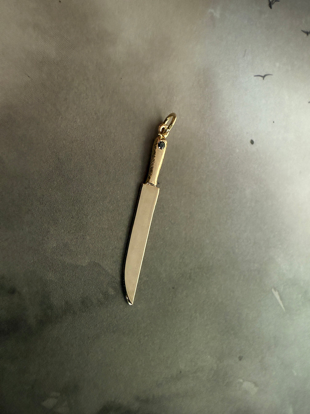 10k Gold Knife with Black Diamond