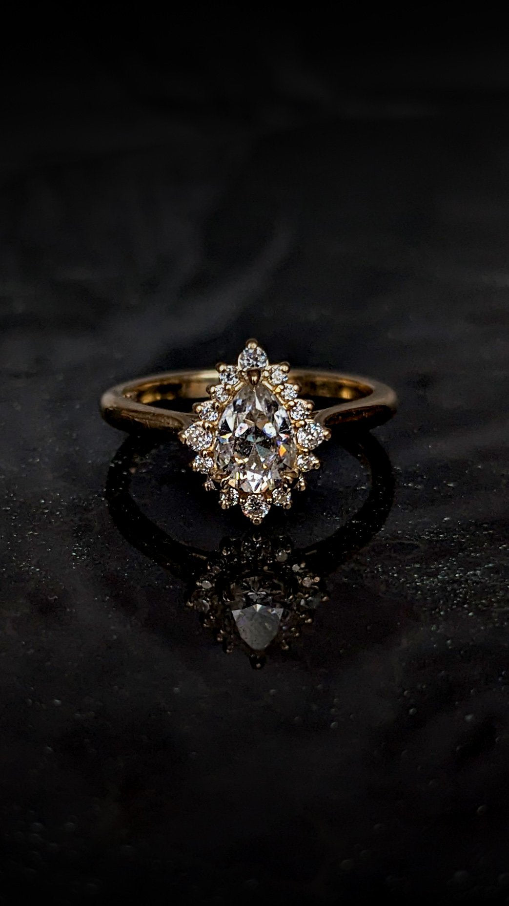 Laurelin Pear Moissanite Halo Ring