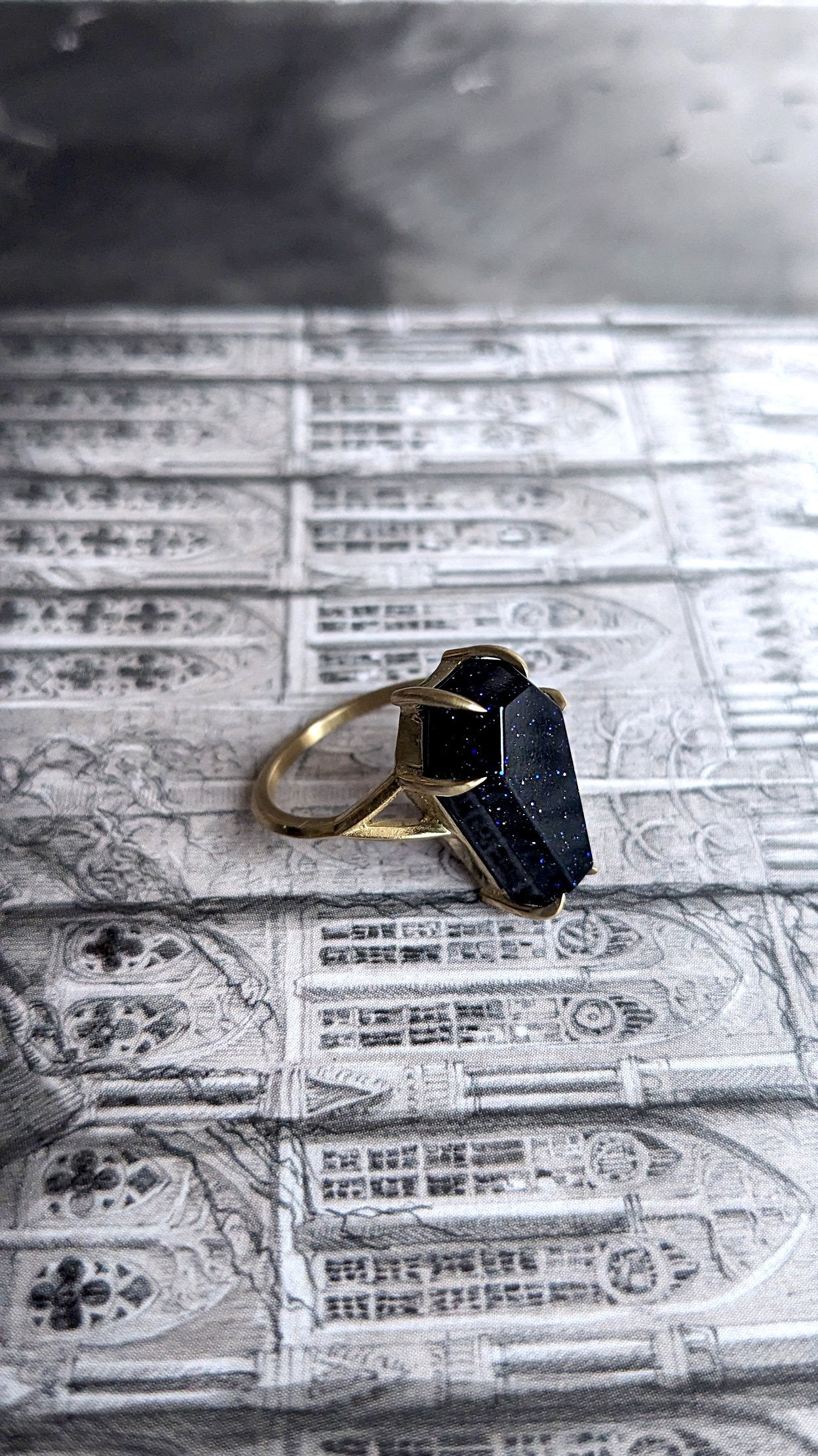 Lilith Spectrolite Coffin Ring