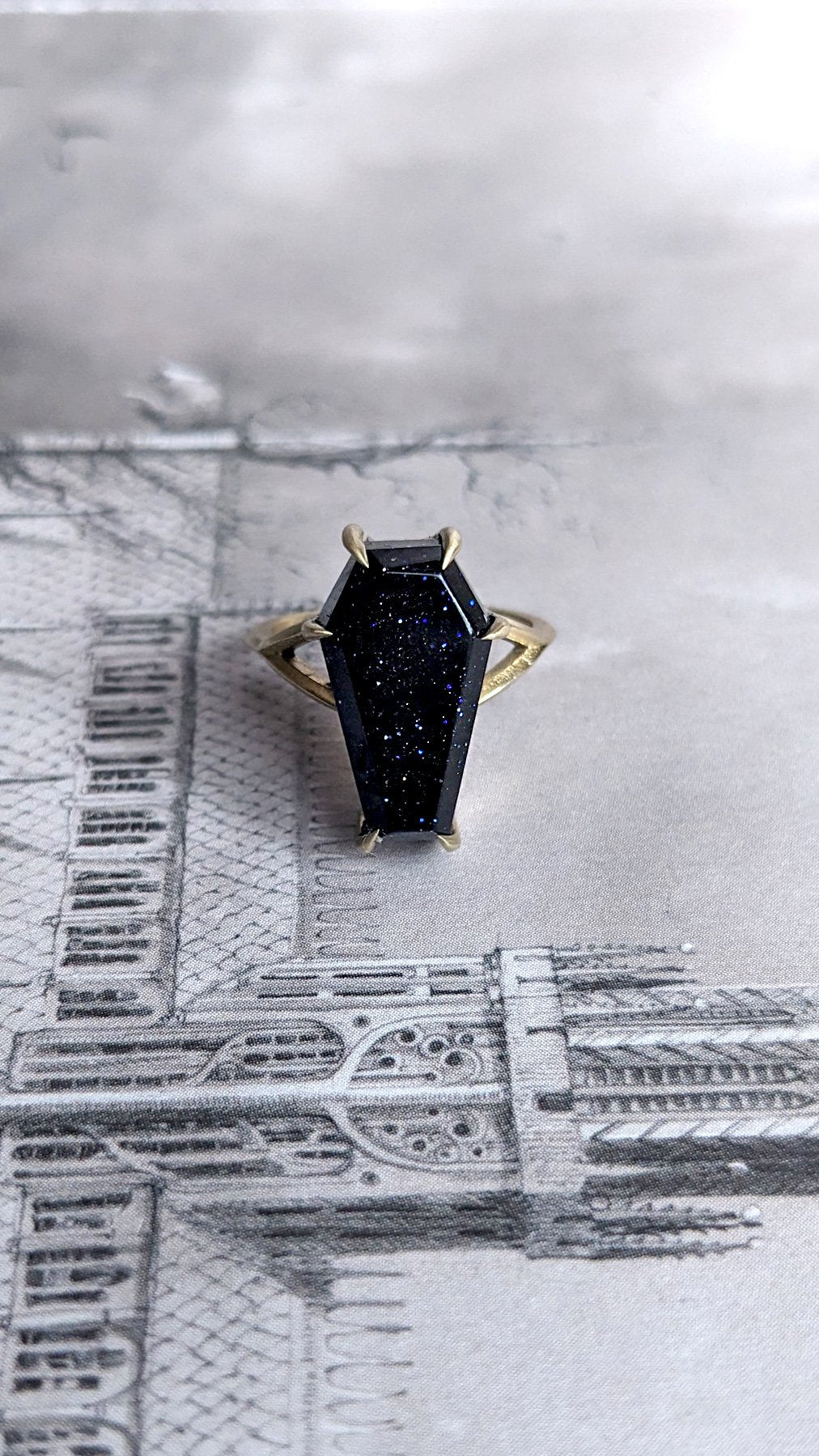 Lilith Spectrolite Coffin Ring