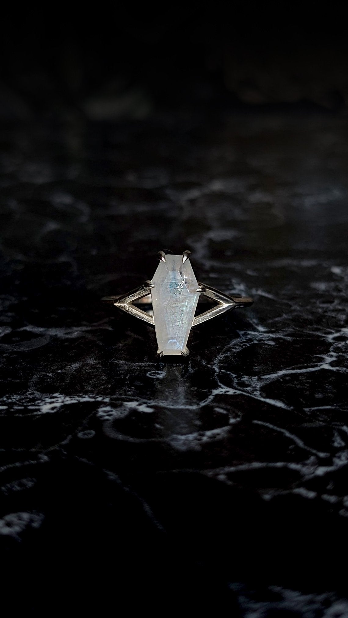 Lilith Moonstone Coffin Ring