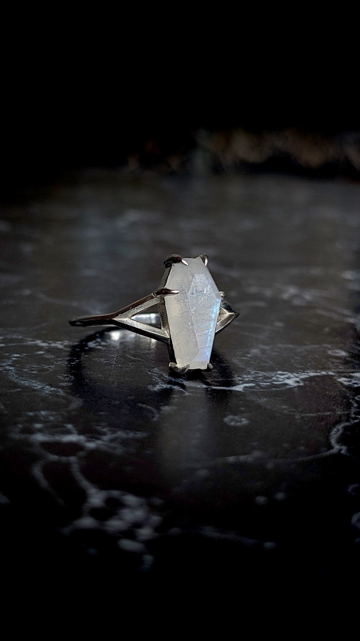 Lilith Moonstone Coffin Ring