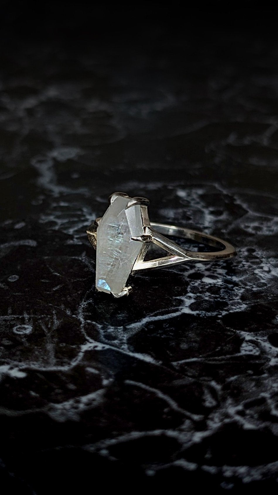 Lilith Moonstone Coffin Ring