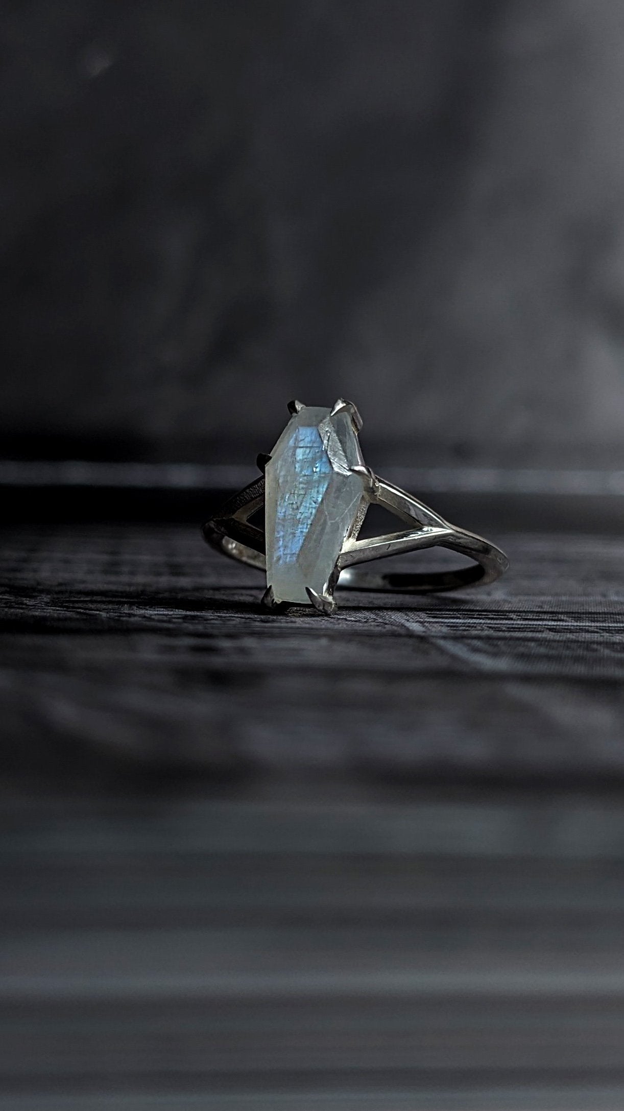Lilith Moonstone Coffin Ring