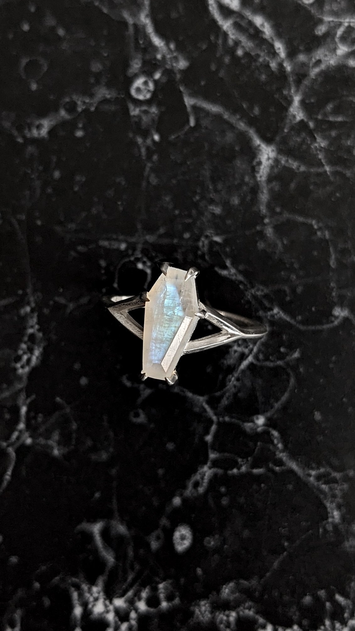 Lilith Moonstone Coffin Ring