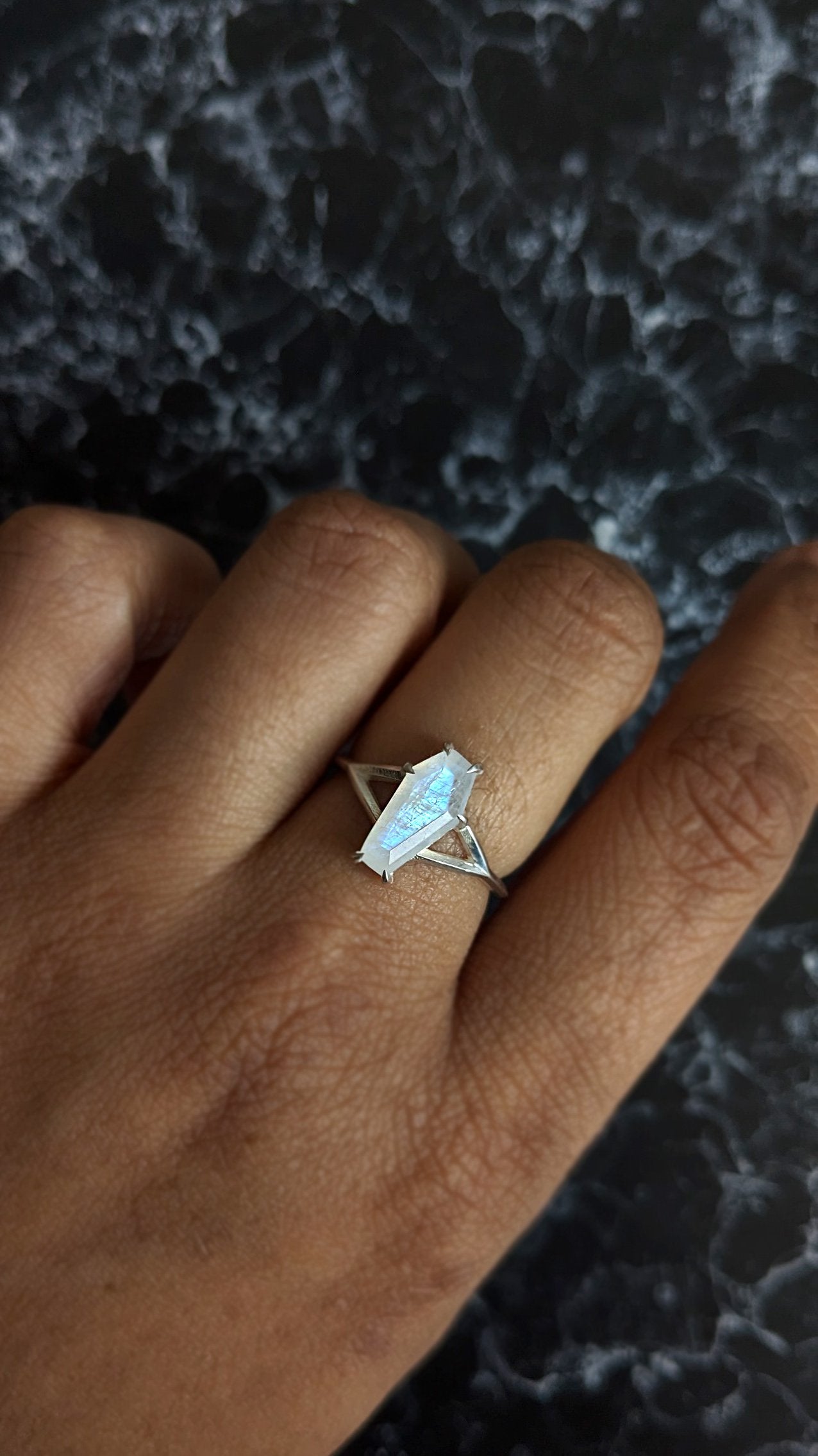Lilith Moonstone Coffin Ring
