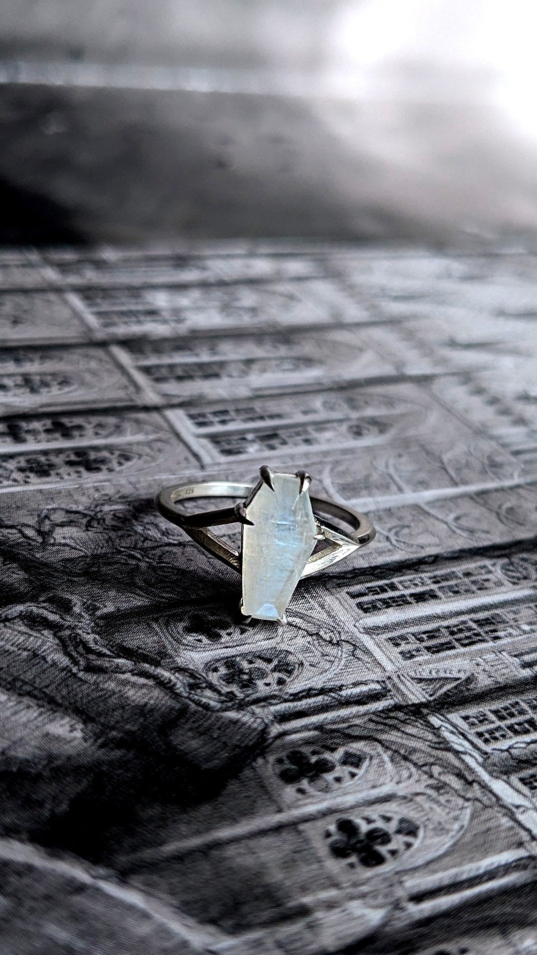 Lilith Moonstone Coffin Ring
