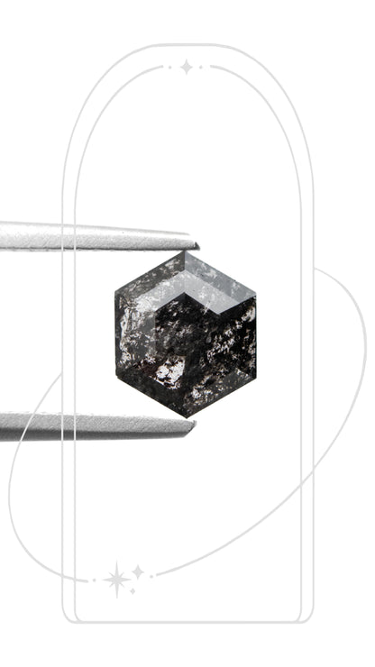 Hexagon Rose Cut Salt and Pepper Diamond