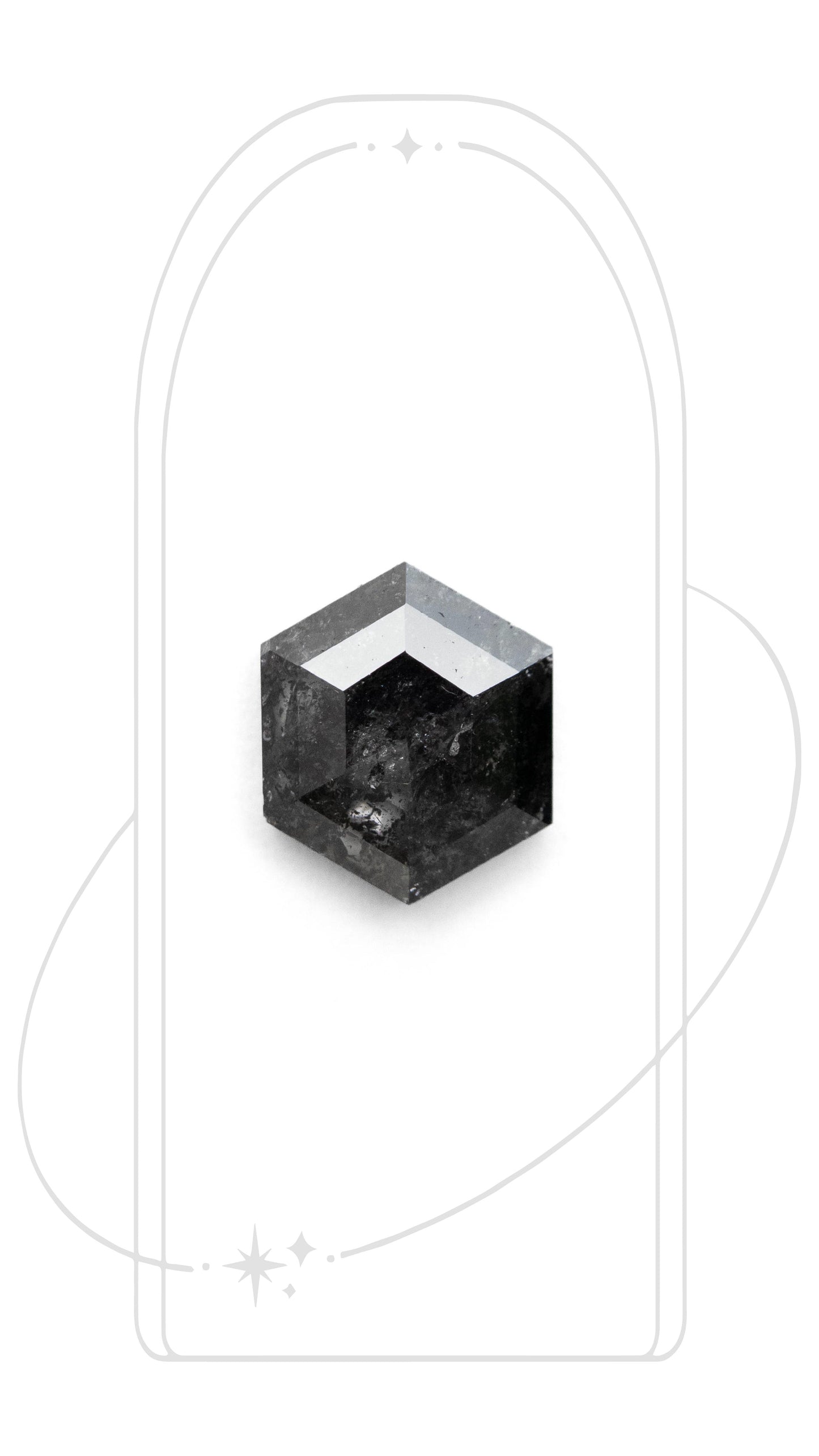 Hexagon Rose Cut Salt and Pepper Diamond